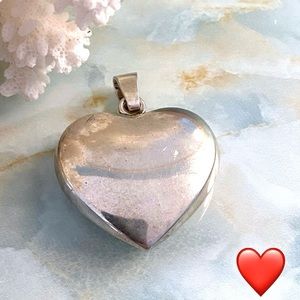 JONDELL 80s Sterling Puffy Heart Statement Pendant Charm